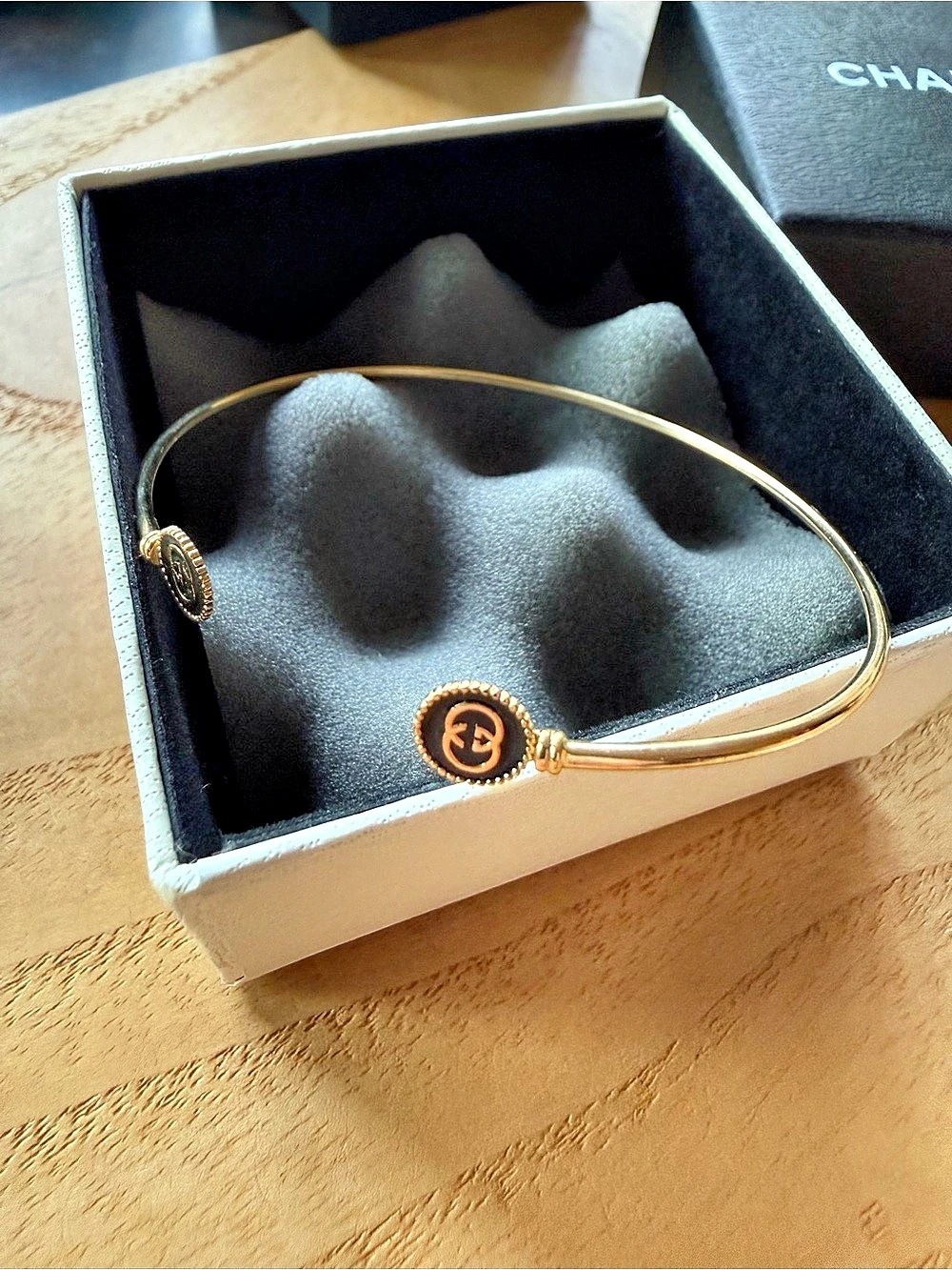 Chanel 18k Gold Cuff Bracelet with 18k Chain